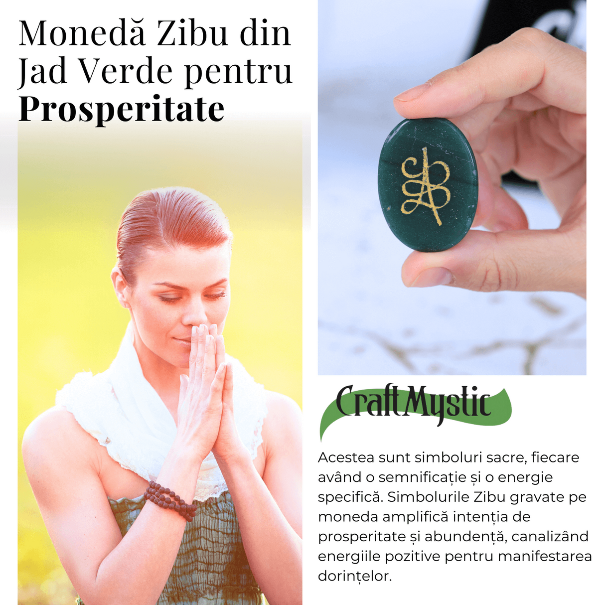 Moneda Zibu din Jad verde - Prosperitate si Noroc