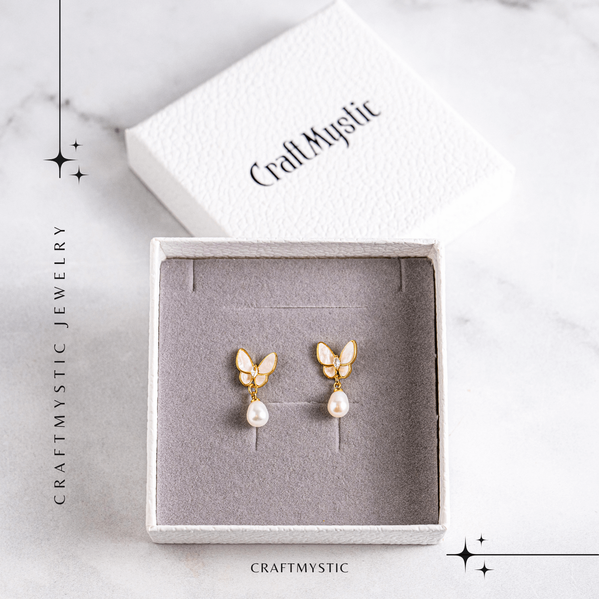 Eleganta delicata – Cercei fluturi si perle