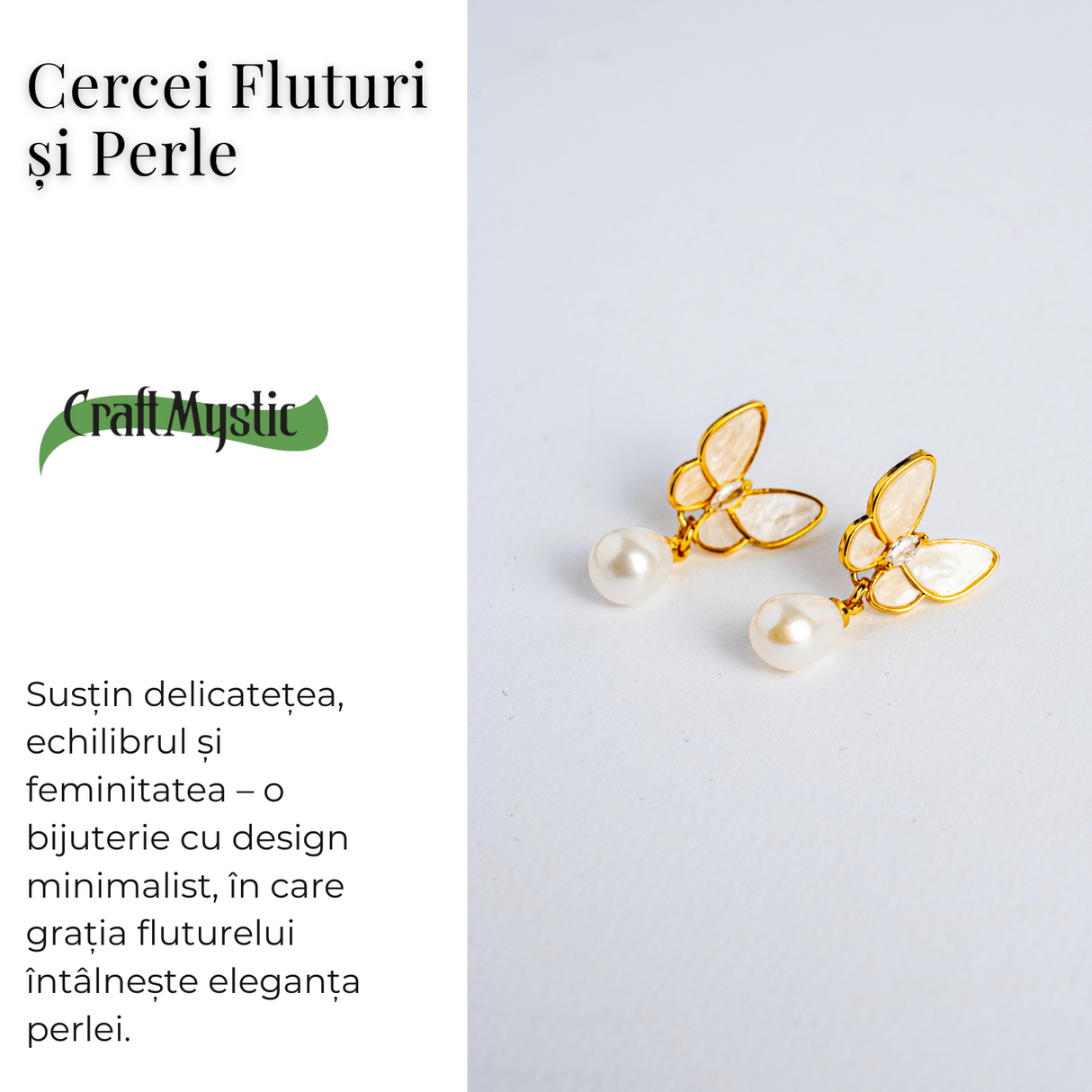 Eleganta delicata – Cercei fluturi si perle