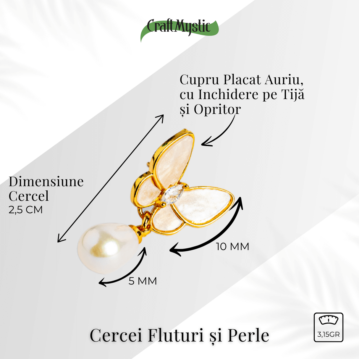 Eleganta delicata – Cercei fluturi si perle