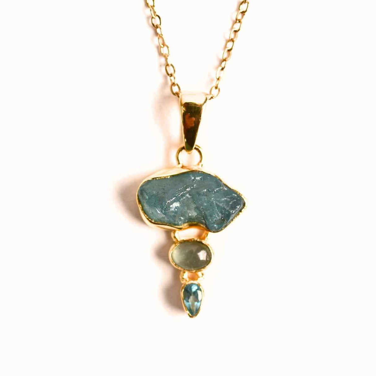 Claritate Mentala si Comunicare Autentica – Colier inox si pandantiv argint 925 placat cu aur de18k si Triplu Apatit