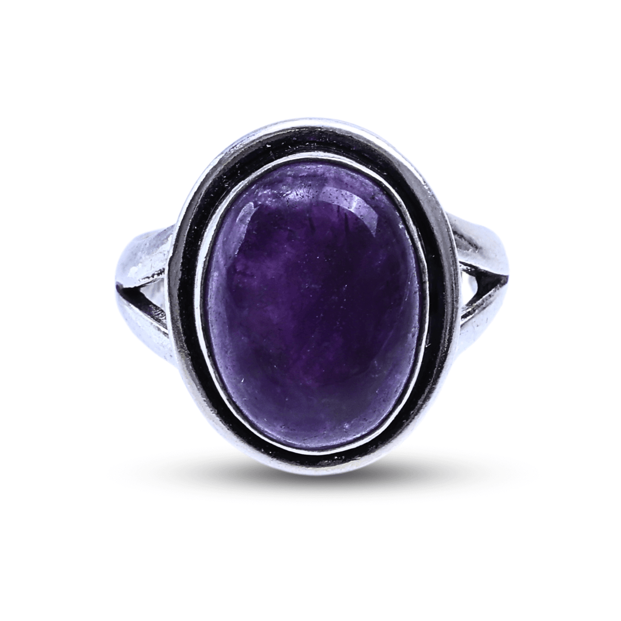 Inel Ajustabil Argintiu cu Ametist Natural, pentru echilibru si claritate