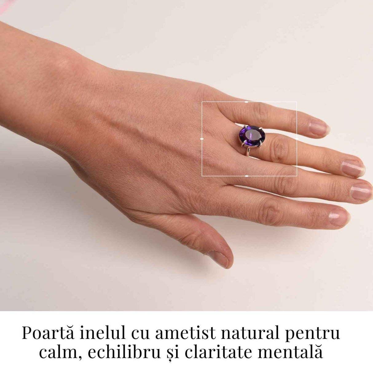 Inel Reglabil Argintiu cu Ametist Fatetat - Energie si Echilibru