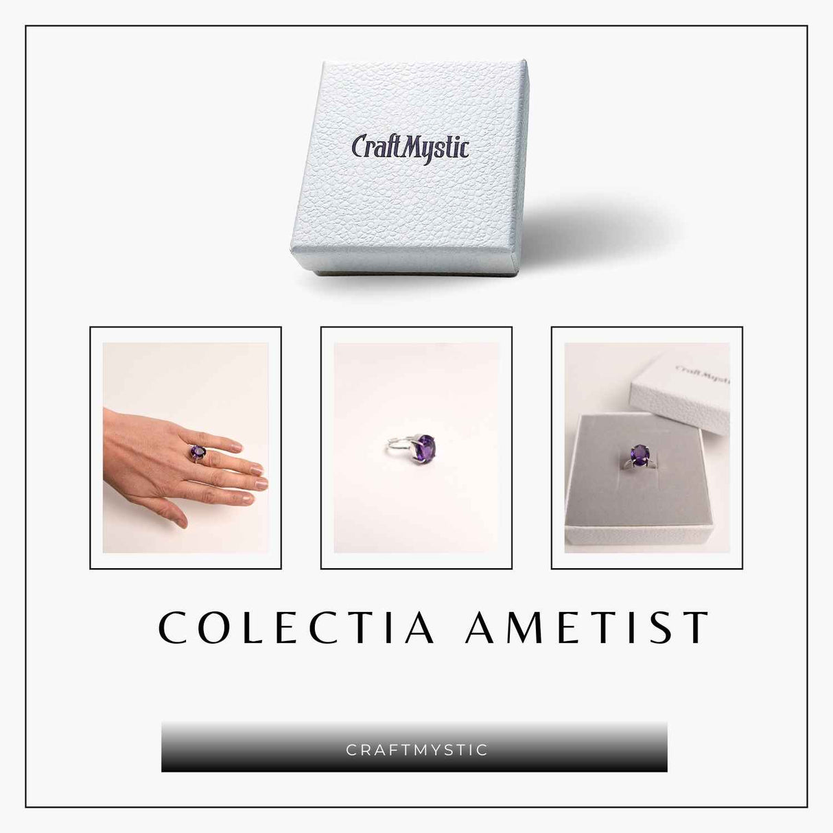 Inel Reglabil Argintiu cu Ametist Fatetat - Energie si Echilibru
