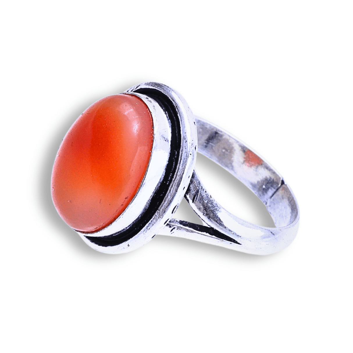 Inel Ajustabil Argintiu cu Carneol Natural, pentru energie si creativitate