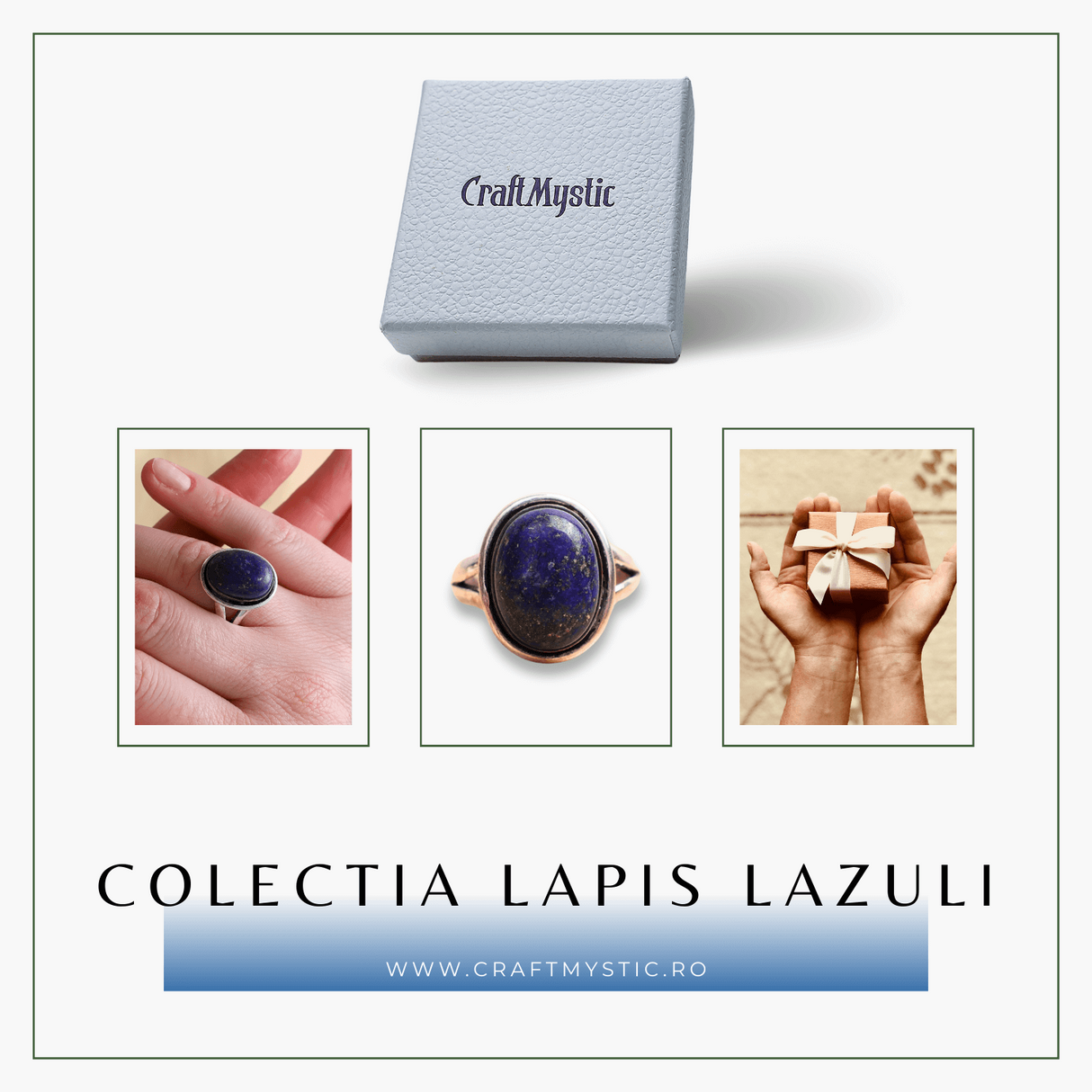 Inel Reglabil Metal Argintiu cu Piatra Naturala Lapis Lazuli