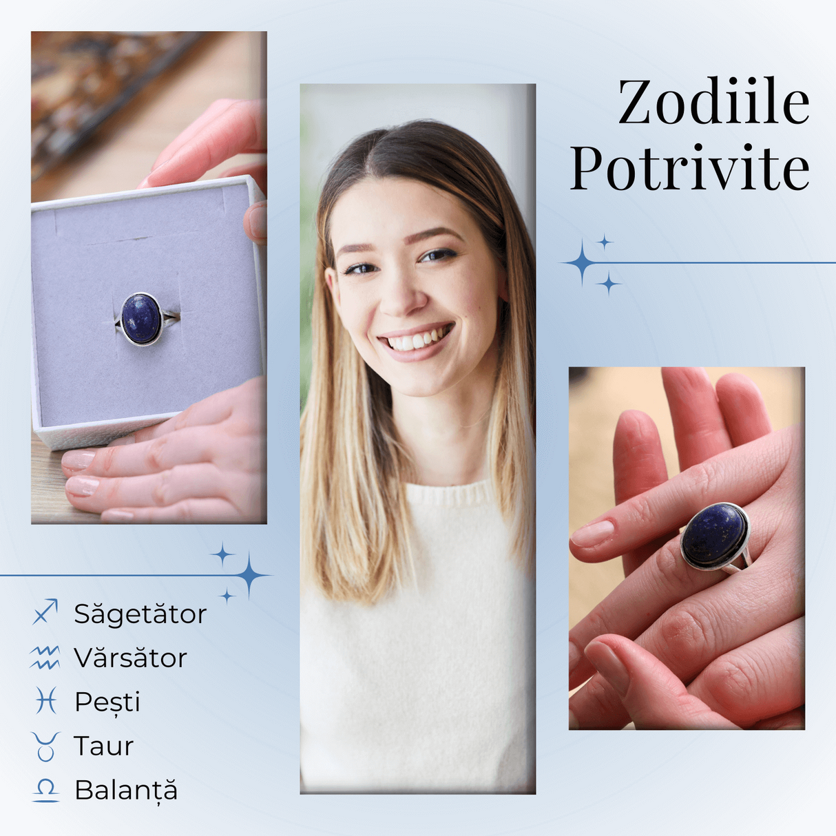 Inel Reglabil Metal Argintiu cu Piatra Naturala Lapis Lazuli