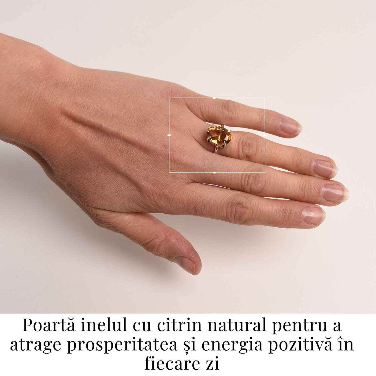 Inel Reglabil cu Citrin Natural Fatetat pentru Energie Pozitiva