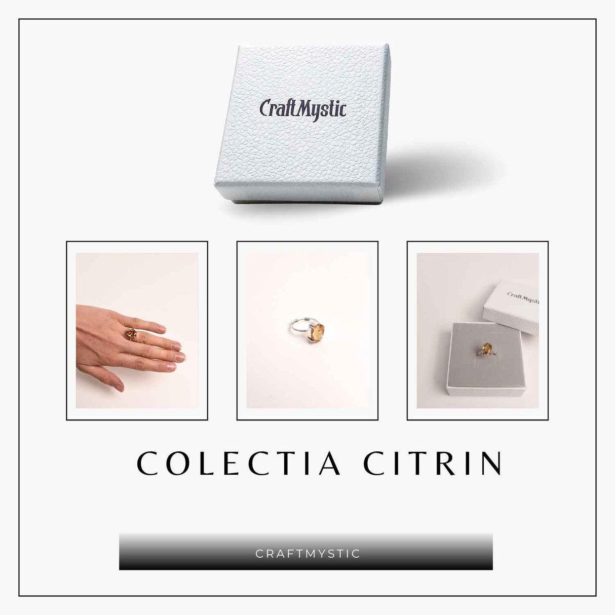 Inel Reglabil cu Citrin Natural Fatetat pentru Energie Pozitiva