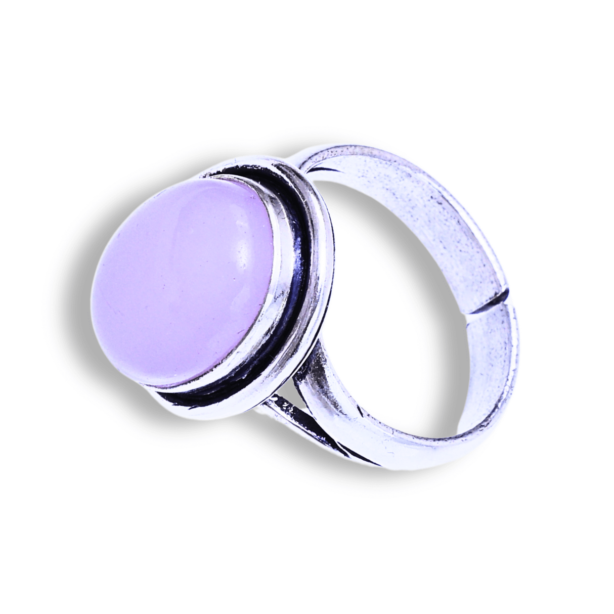 Inel Ajustabil Argintiu cu Cuart Roz natural oval, pentru iubire si armonie