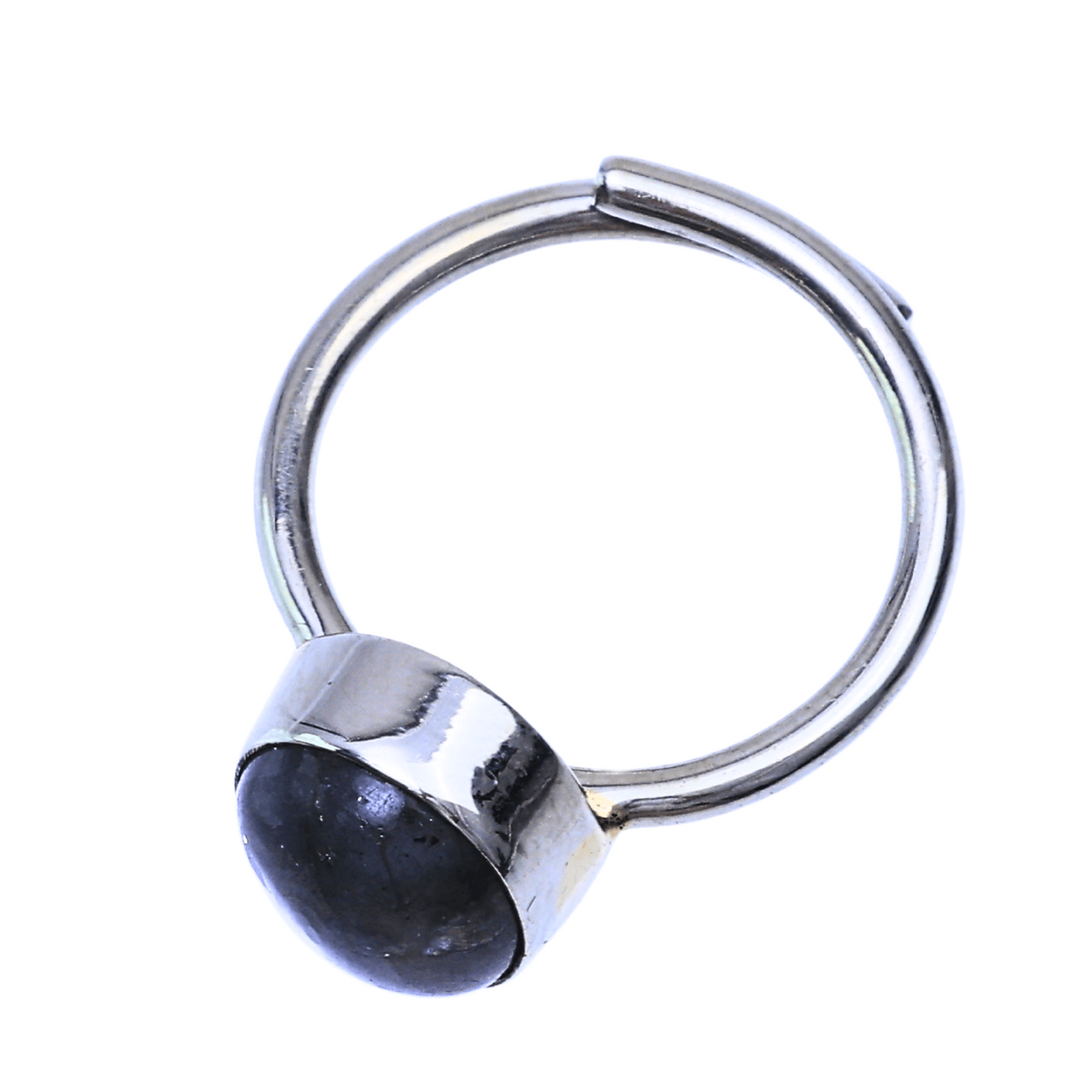 Inel Ajustabil Argintiu cu Labradorit natural oval, pentru protectie si intuitie