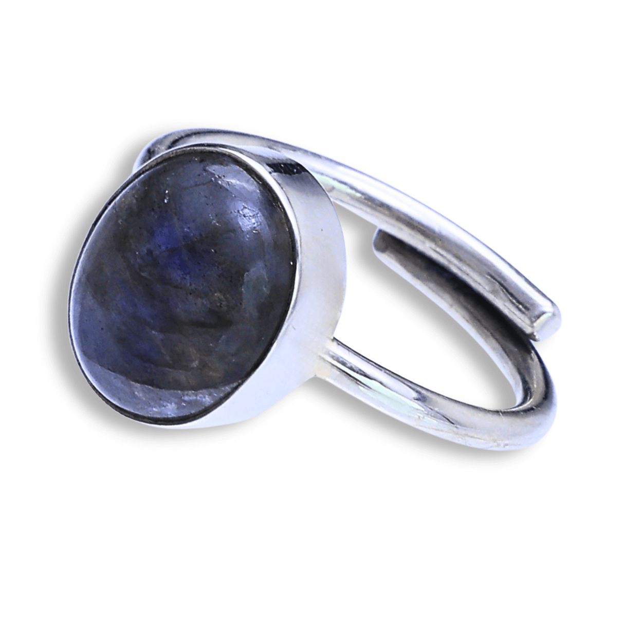 Inel Ajustabil Argintiu cu Labradorit natural oval, pentru protectie si intuitie