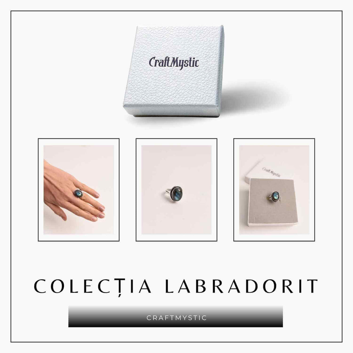 Inel ajustabil argintiu cu labradorit natural – intuitie si protectie