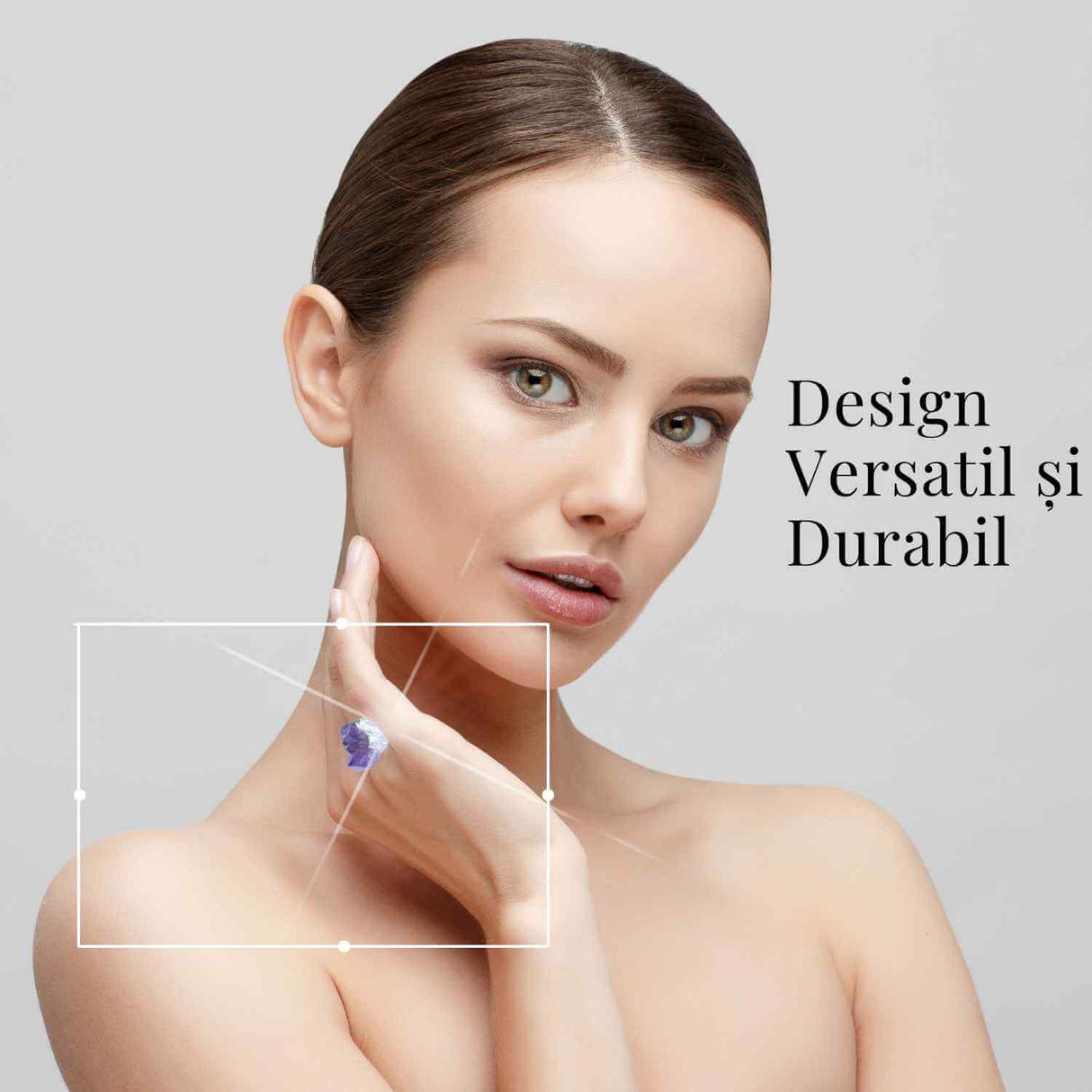 Inel ajustabil argintiu cu piatra naturala cluster Ametist