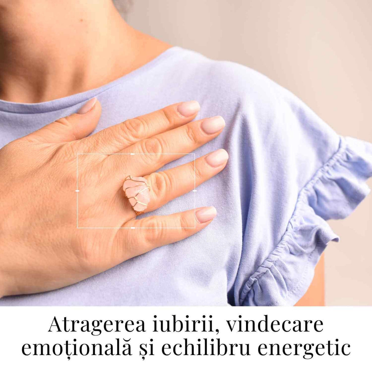 Inel Ajustabil Cuart Roz Brut forma neregulata- Vindecare Emotionala si Iubire