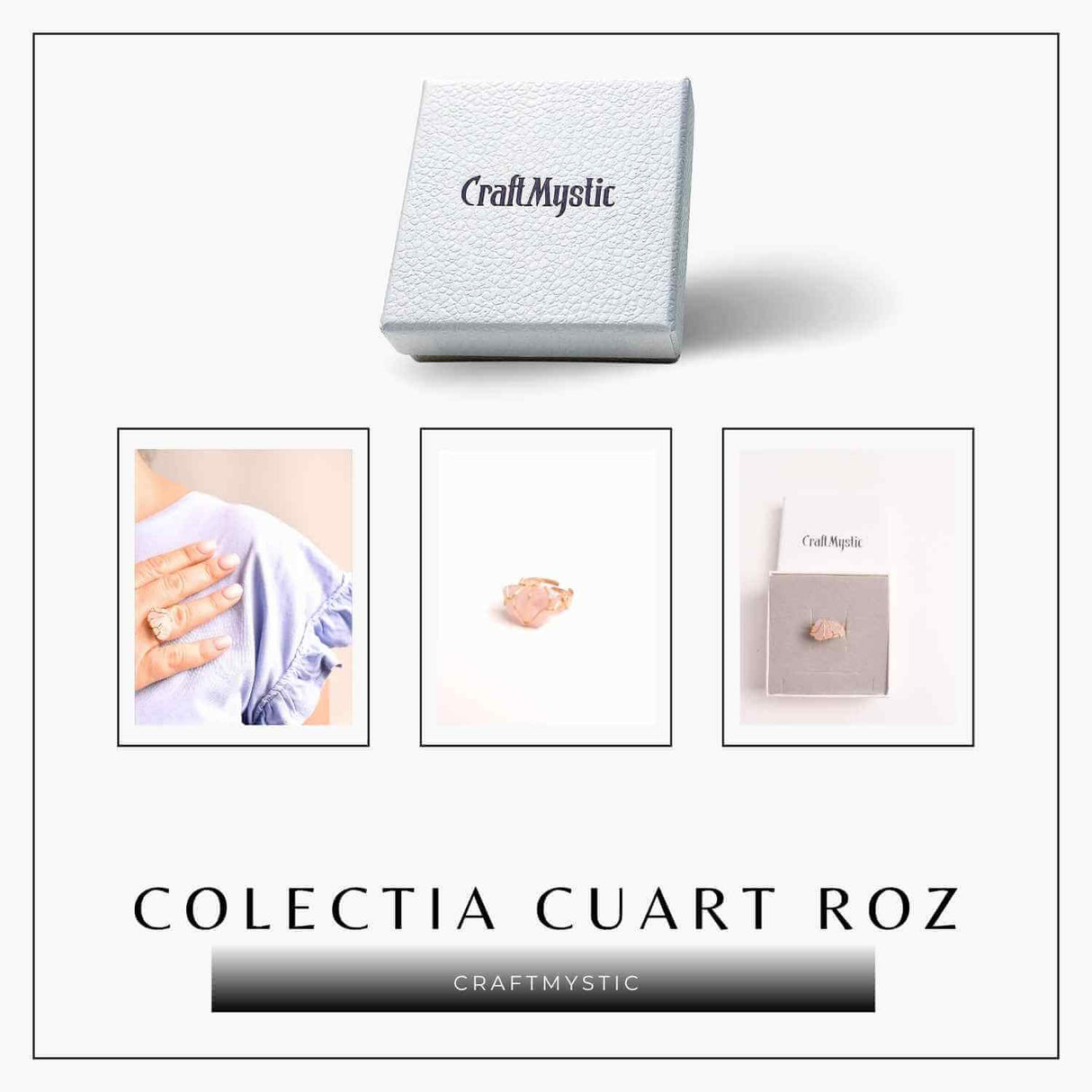 Inel Ajustabil Cuart Roz Brut forma neregulata- Vindecare Emotionala si Iubire