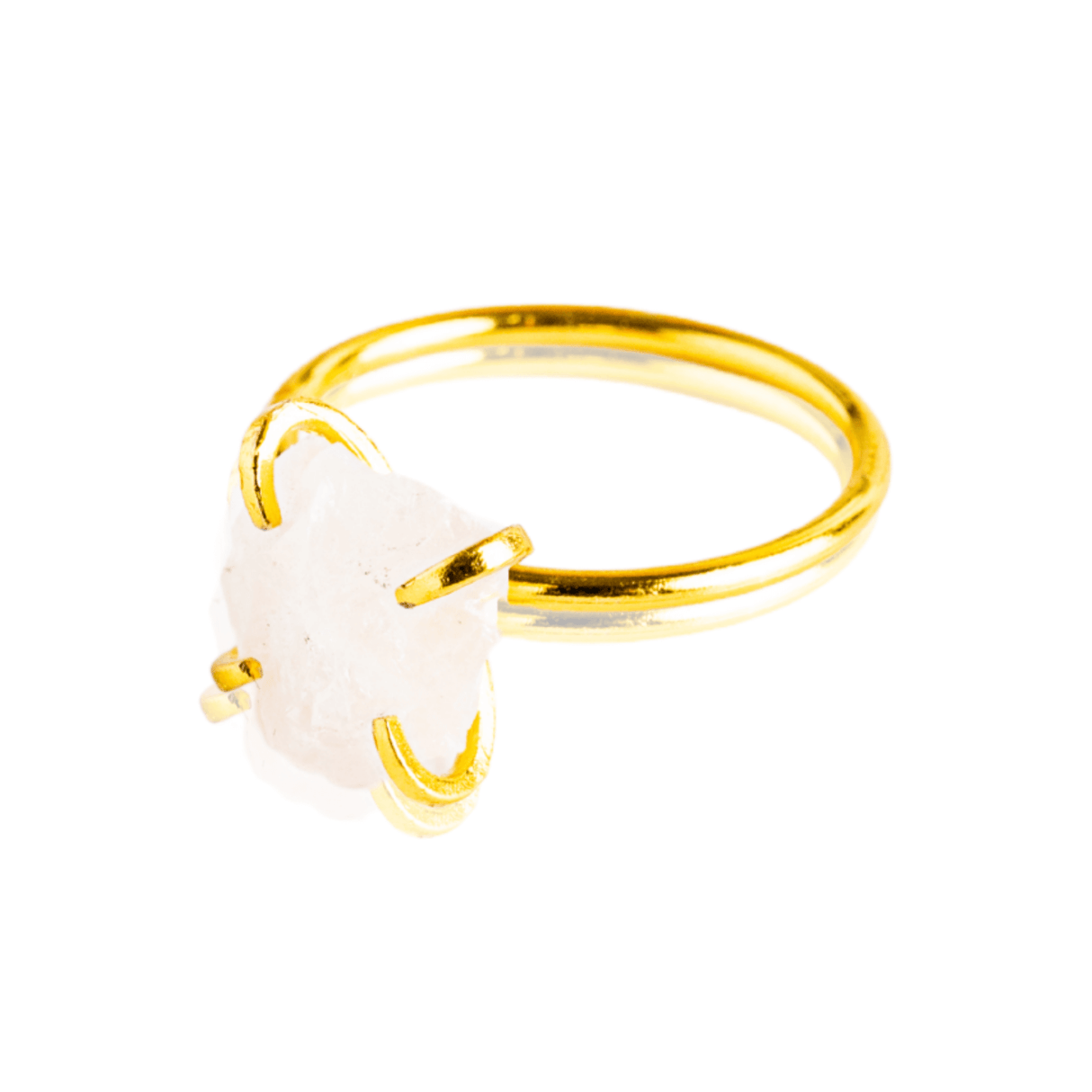 Inel Ajustabil Auriu cu Cuart Roz Brut pentru Echilibru Emotional