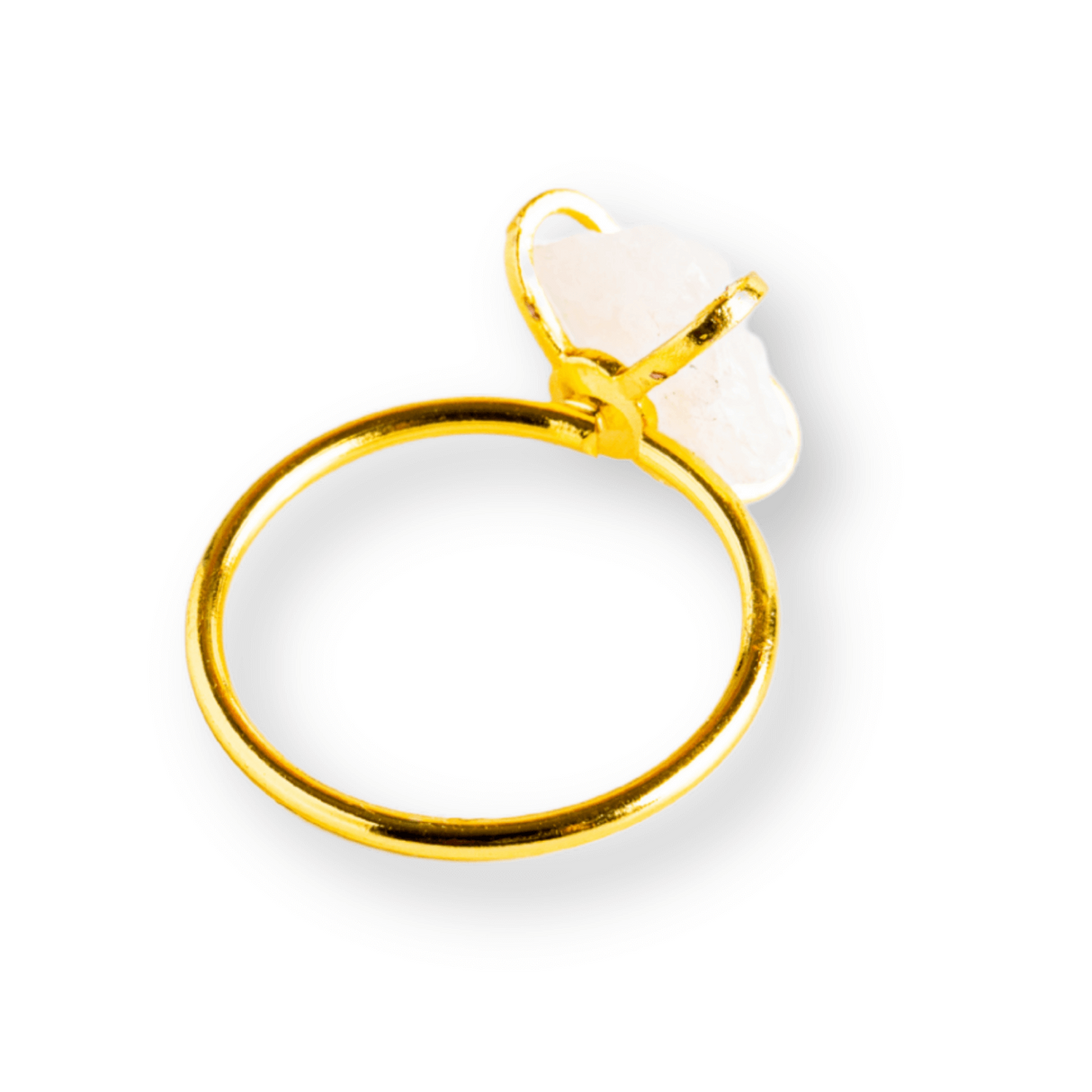 Inel Ajustabil Auriu cu Cuart Roz Brut pentru Echilibru Emotional