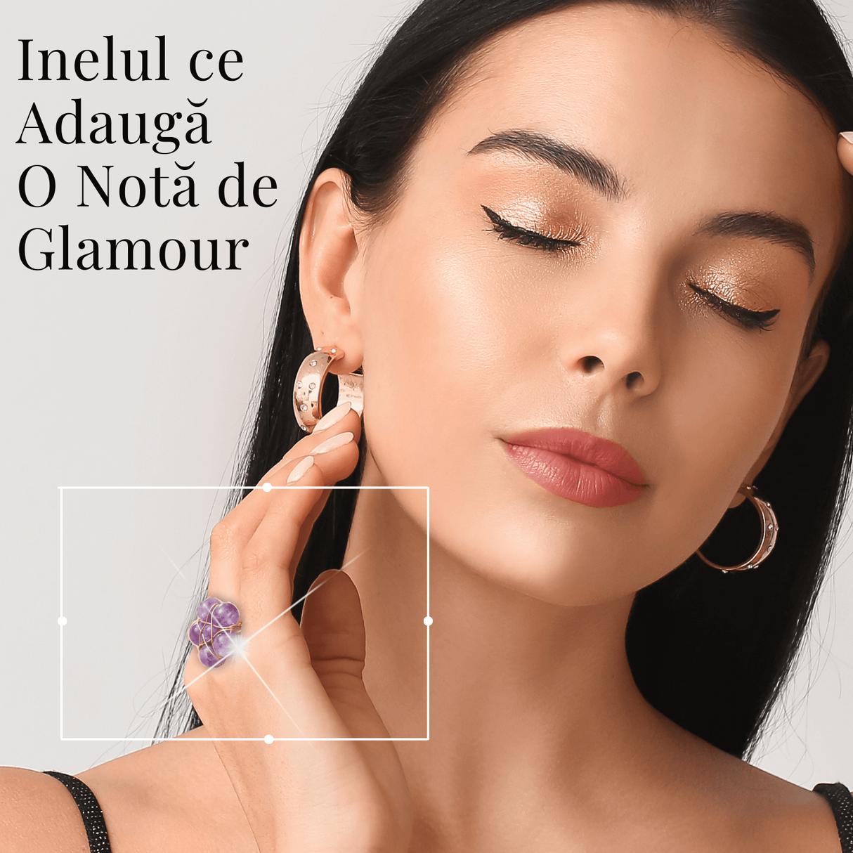 Inel Auriu cu Design Floral din Ametist