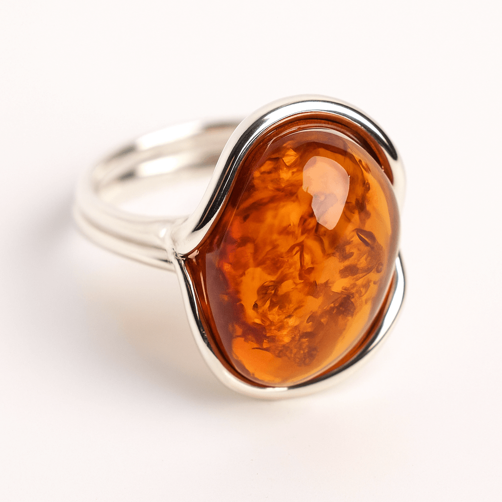 Inel argint 925 ajustabil cu chihlimbar natural – Energie si Eleganta