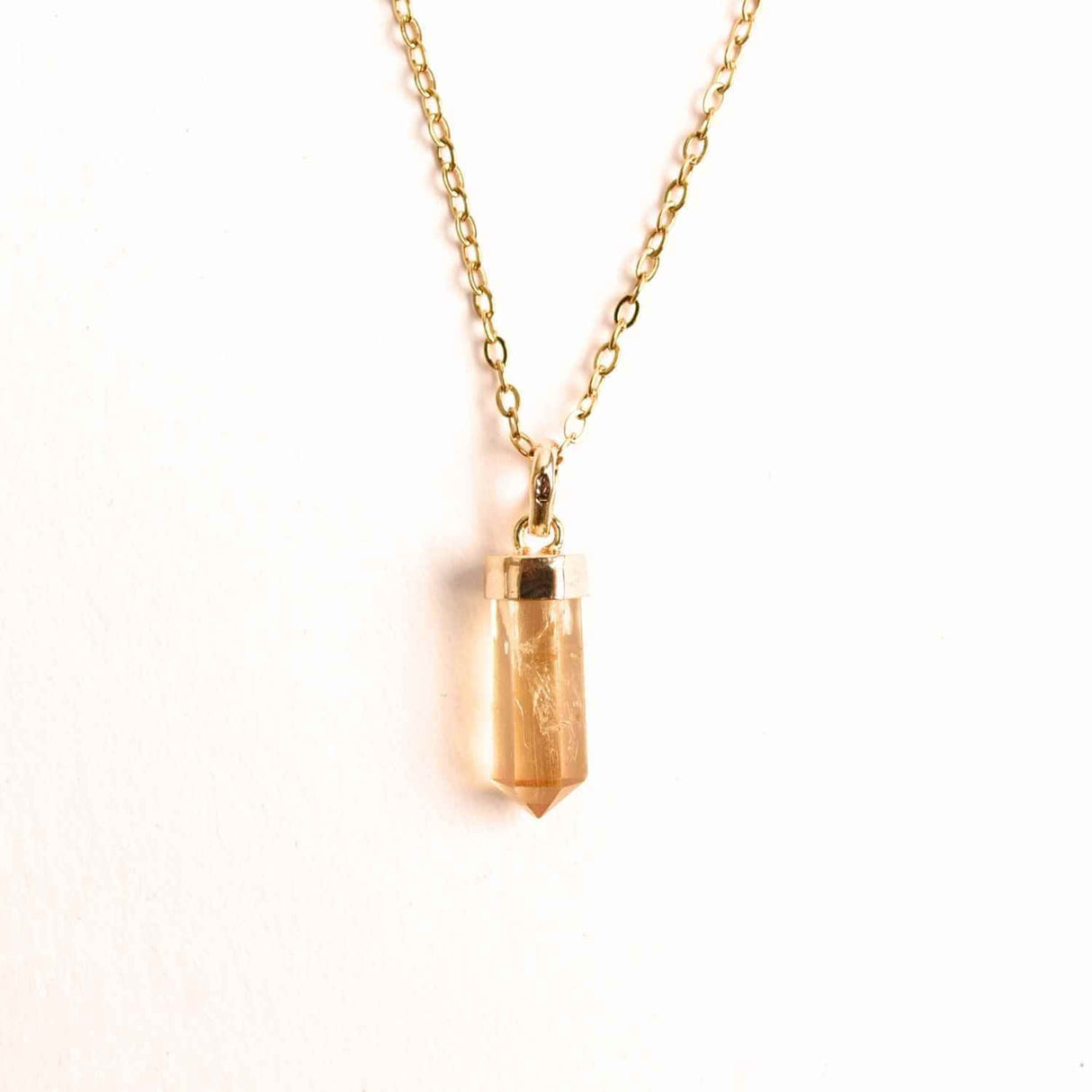 Colier Citrin Turnulet montura argint 925 placat cu aur de18k – Claritate Mentala si Energie Pozitiva