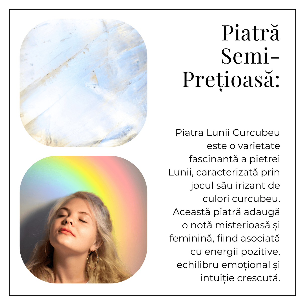 Inel Reglabil Argintiu cu Piatra Lunii Curcubeu – Intuitie si Liniste