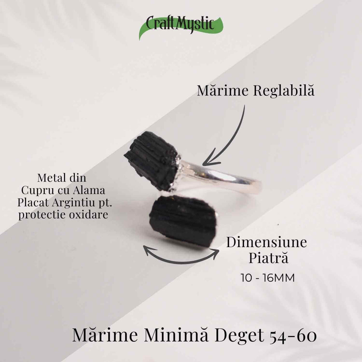 Inel Argintiu cu Dubla Turmalina Neagra - Protectie si Eleganta