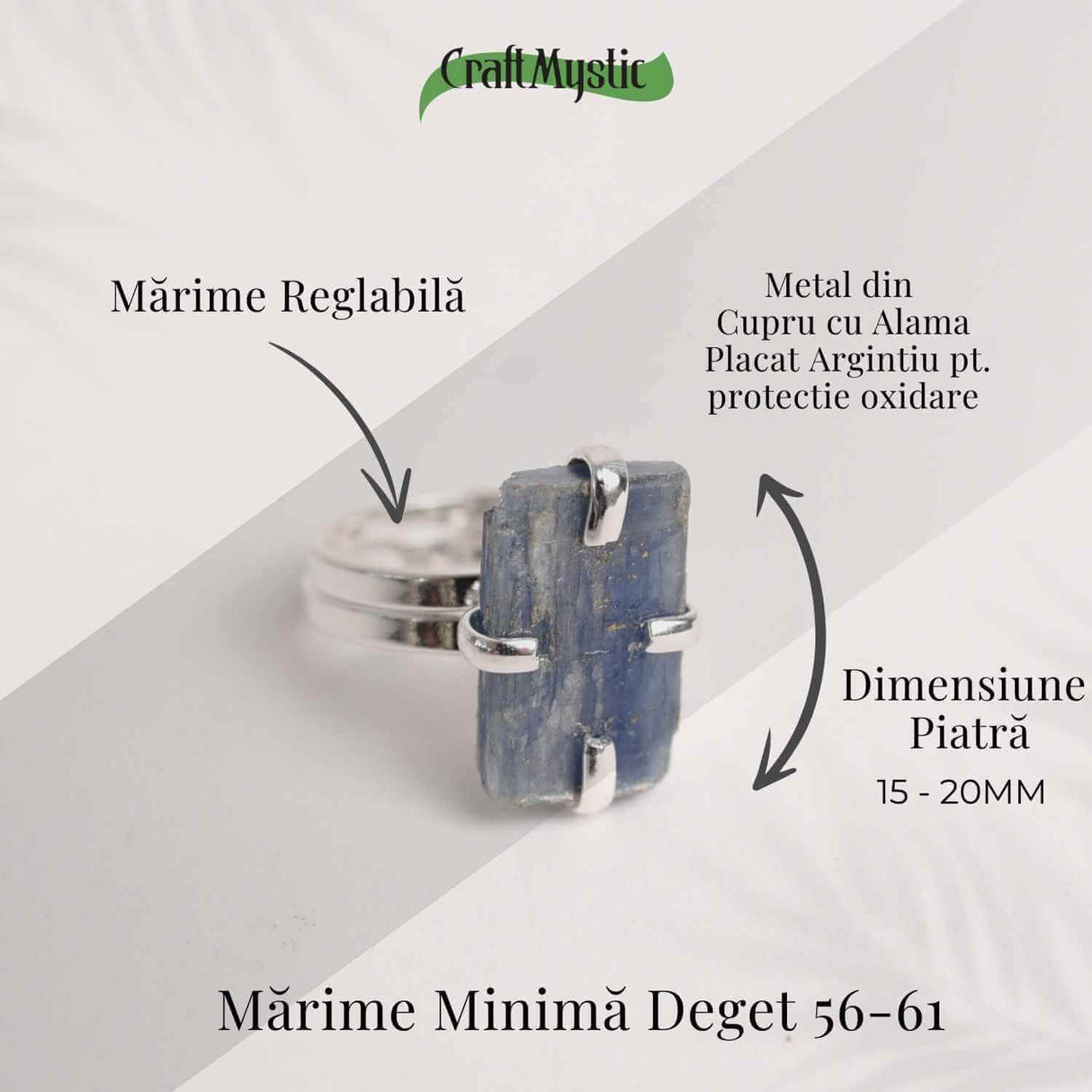 Inel Argintiu cu Kianit (cianit) Albastru