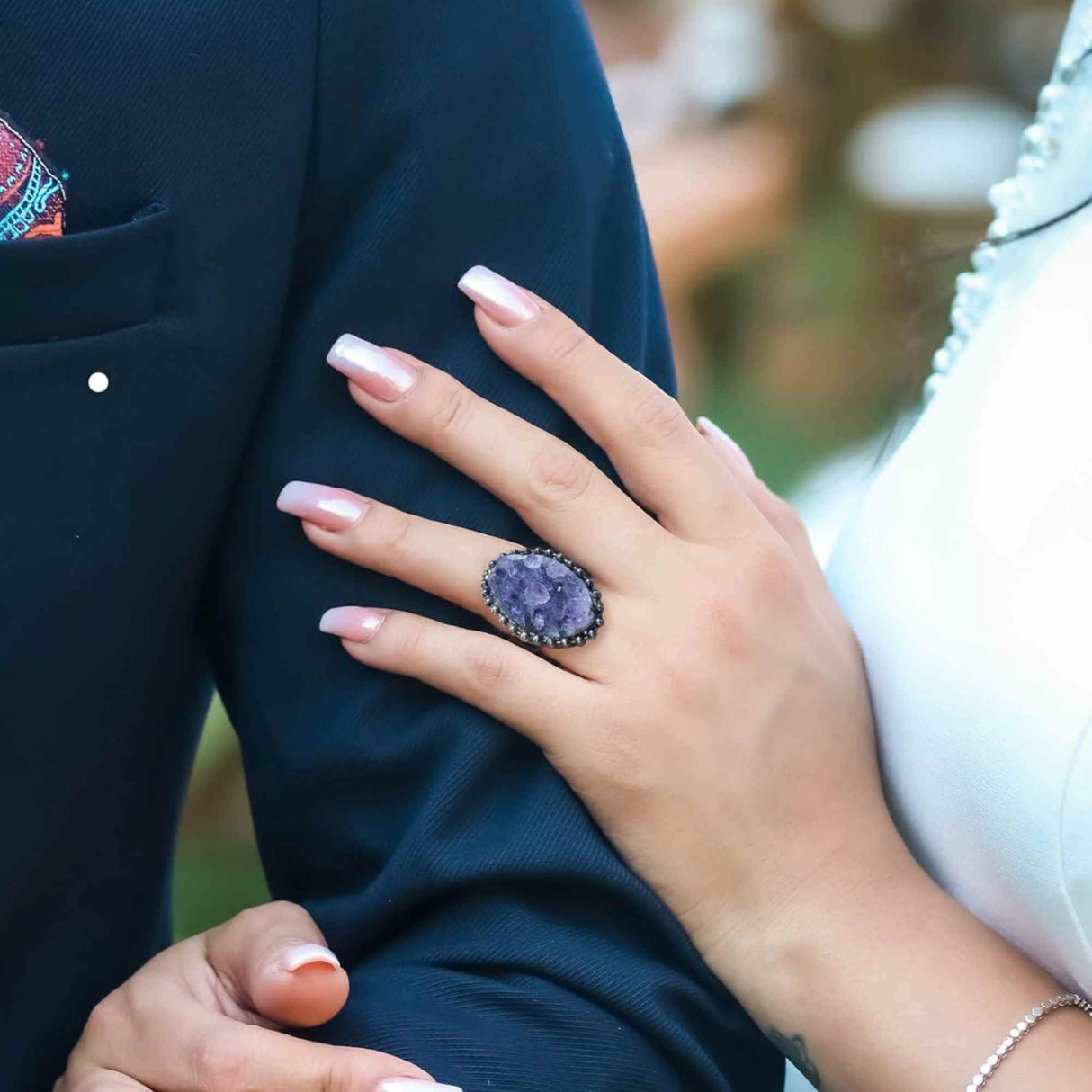 Inel Vintage cu cluster Ametist pentru Femei