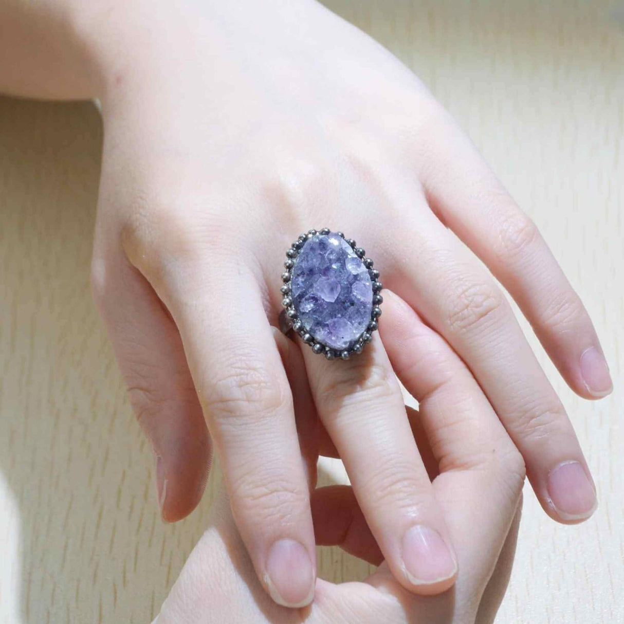 Inel Vintage cu cluster Ametist pentru Femei