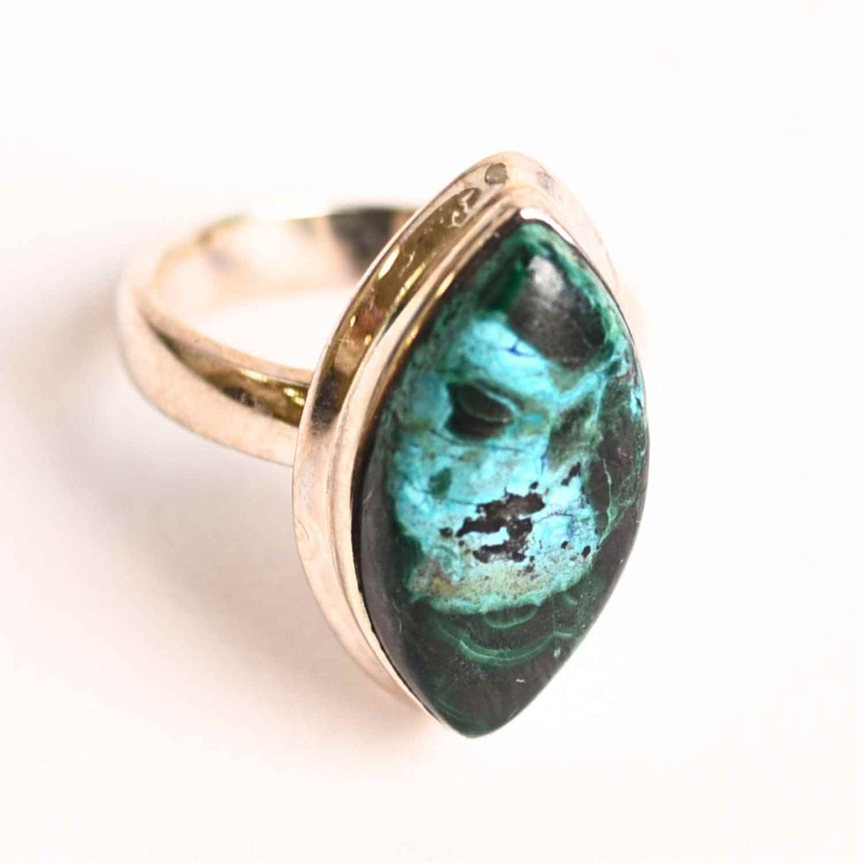 Inel cu Malachit si Crisocola Montura din Argint 925 – Echilibru emotional si protectie energetica, 6.80gr