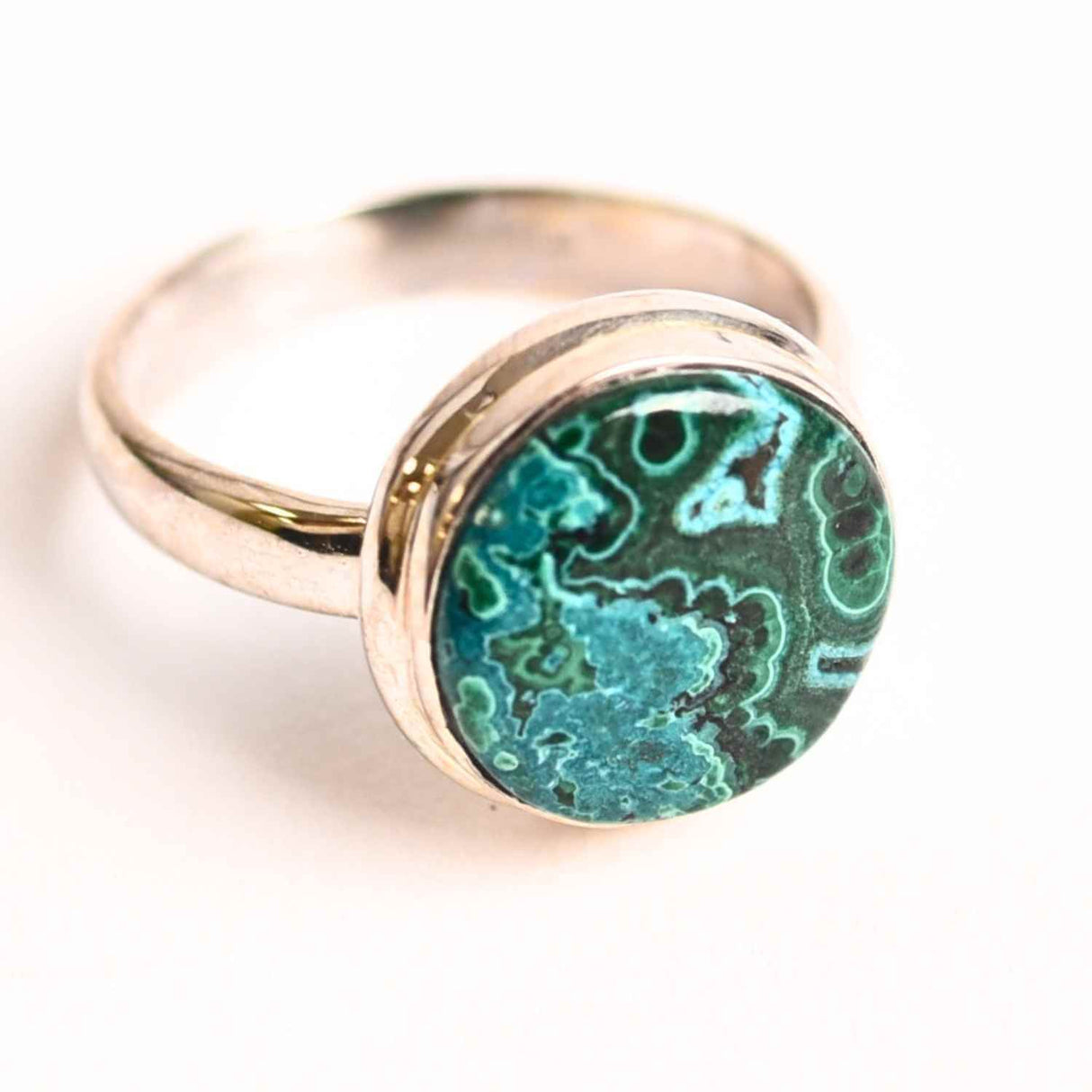 Inel cu Malachit si Crisocola Montura din Argint 925 – Protectie energetica si echilibru emotional, 6.12 gr