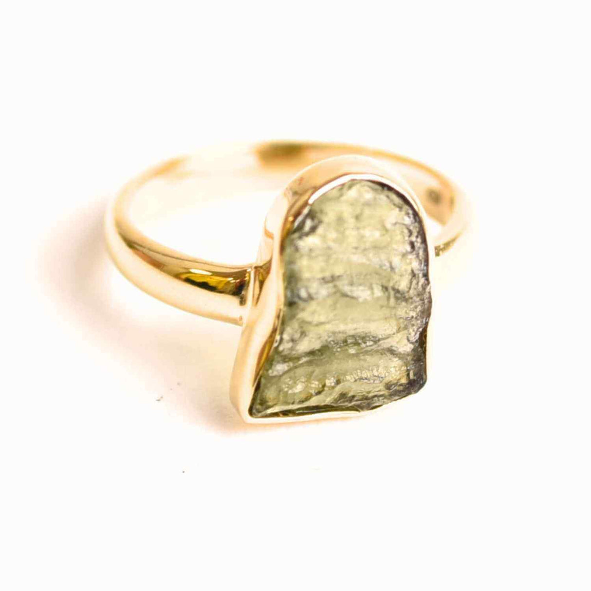Inel cu Moldavit din Argint 925 placat cu Aur de 18K – Activare Energetica si Evolutie Spirituala, 2.85 gr
