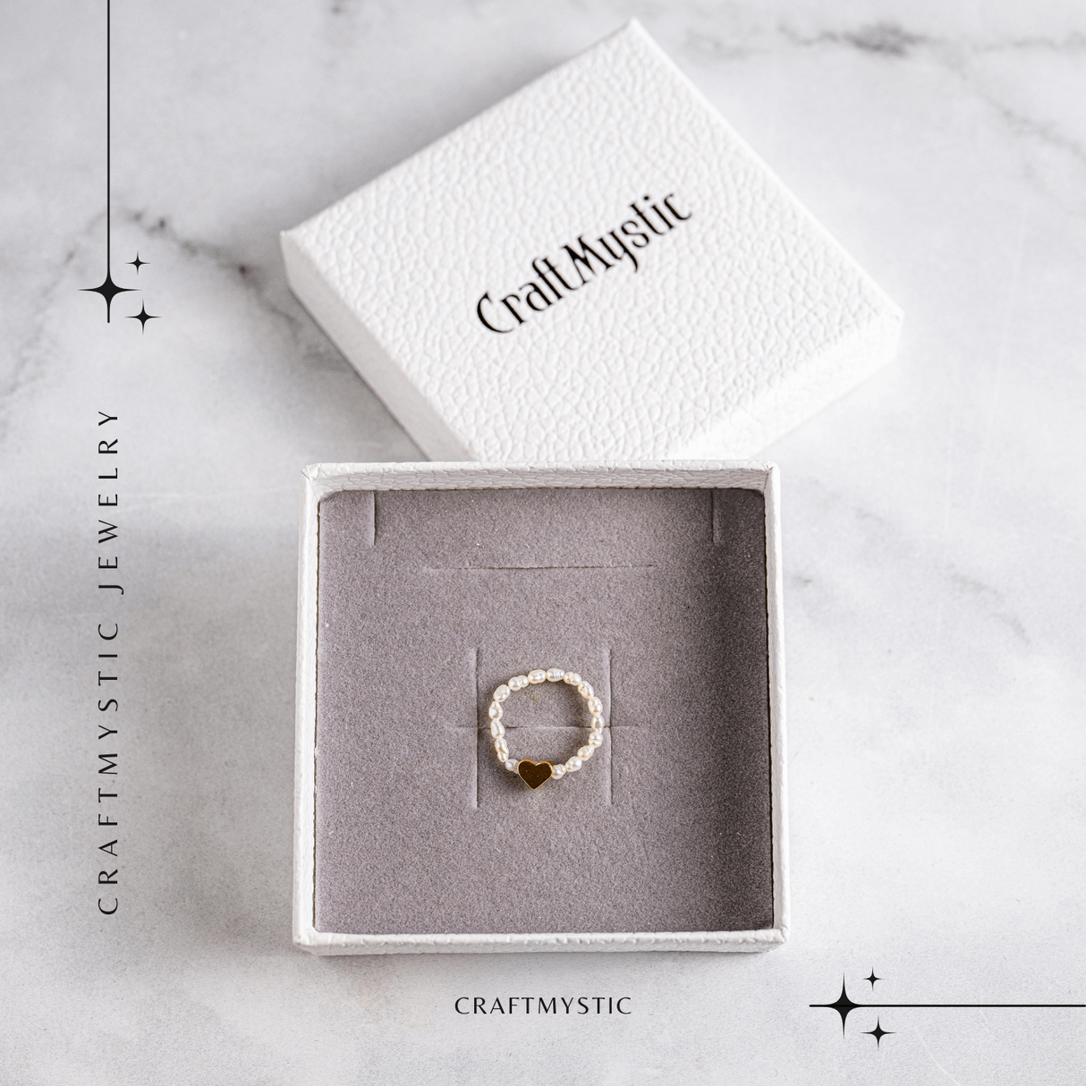 Inel cu perle naturale si inimioara aurie – Cadoul perfect din inima