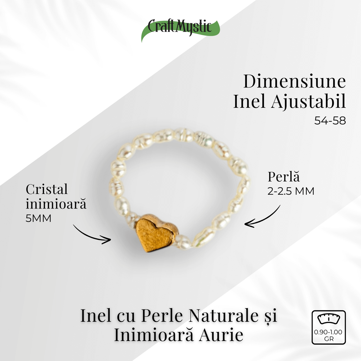 Inel cu perle naturale si inimioara aurie – Cadoul perfect din inima