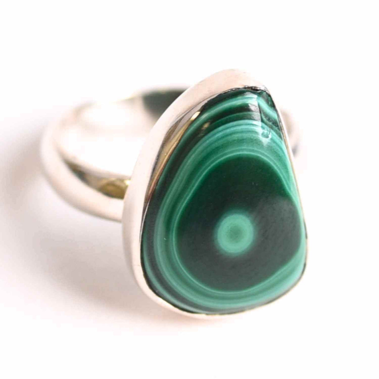 Inel din Argint 925 cu Malachit Natural 5.20 gr M51/5.5–Protectie Energetica si Transformare Interioara