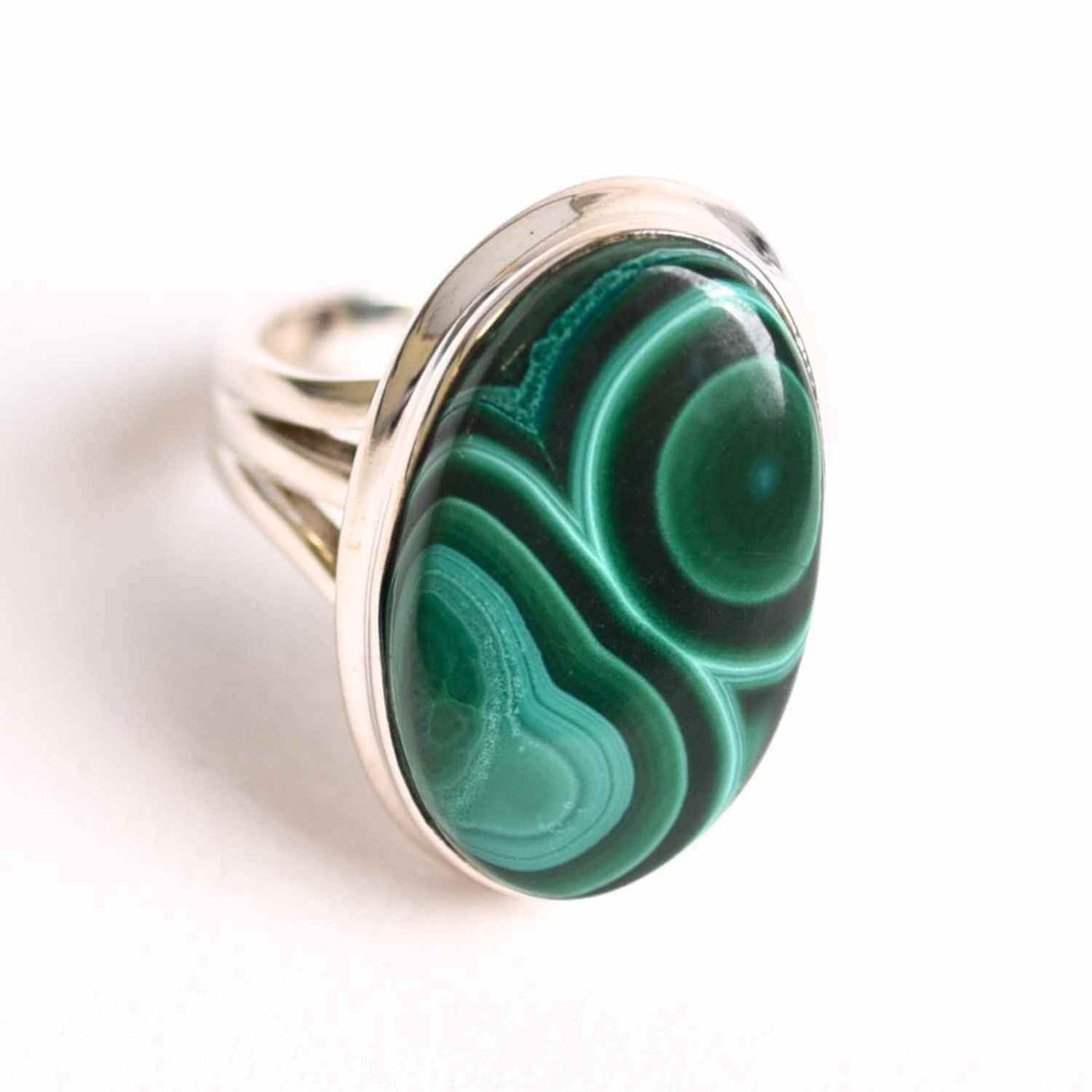 Inel din Argint 925 cu Malachit Natural 7.23 gr M52/6– Protectie Energetica si Echilibru Emotional in Fiecare Zi