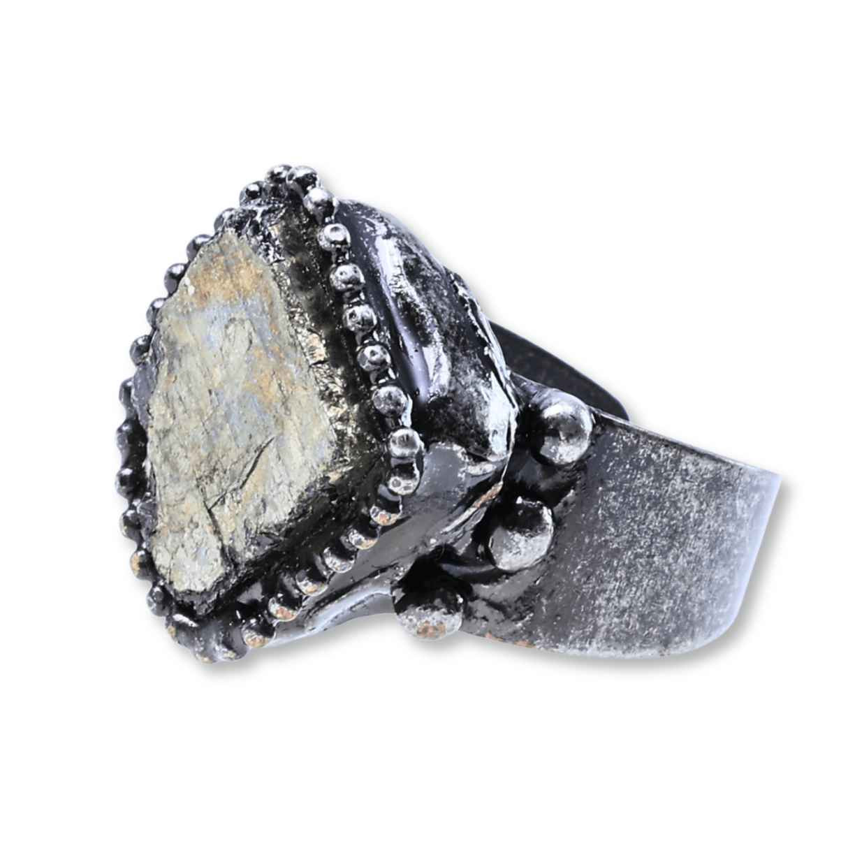 Inel Vintage Ajustabil cu Piatra de Pirita pentru Succes