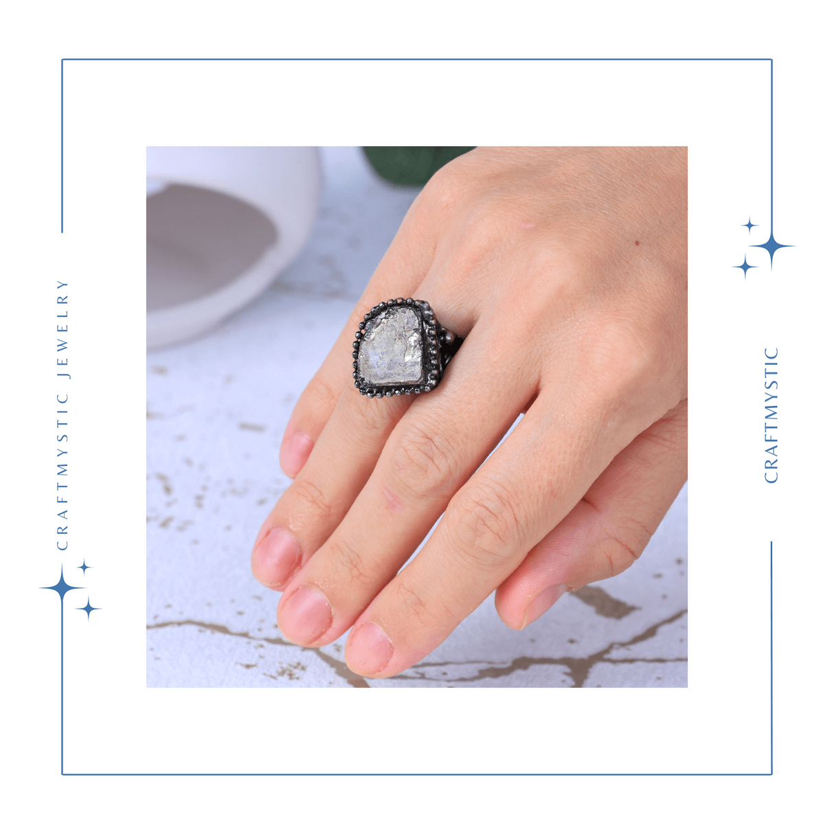 Inel Vintage Ajustabil cu Piatra de Pirita pentru Succes