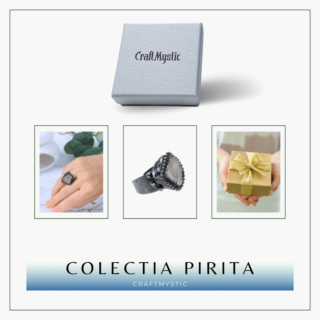 Inel Vintage Ajustabil cu Piatra de Pirita pentru Succes