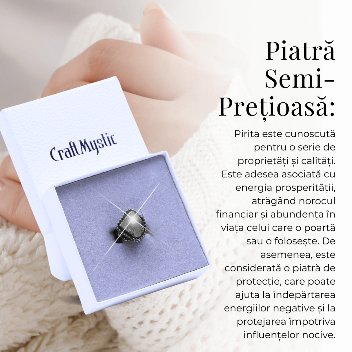 Inel Vintage Ajustabil cu Piatra de Pirita pentru Succes