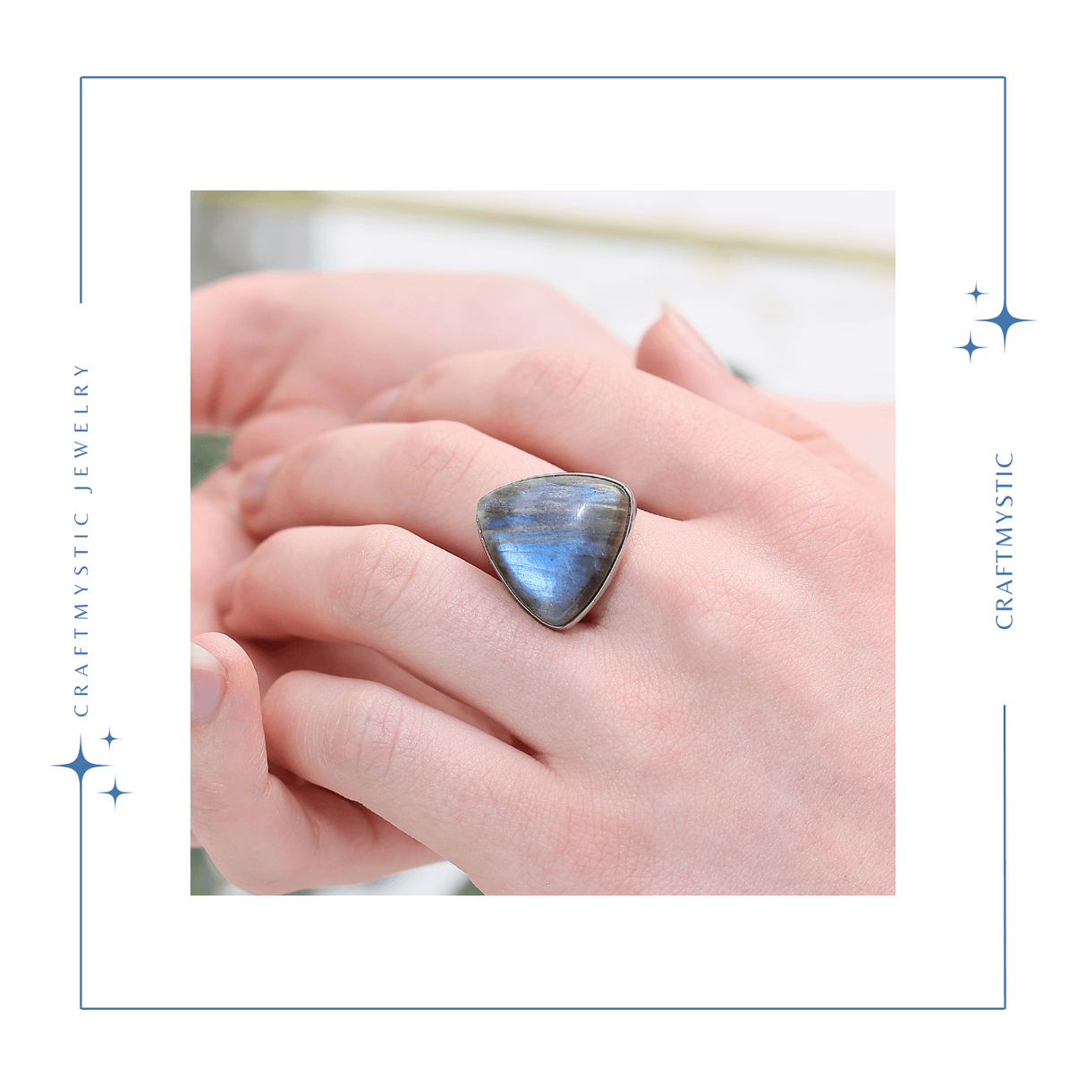 Inel Argintiu Reglabil cu Labradorit