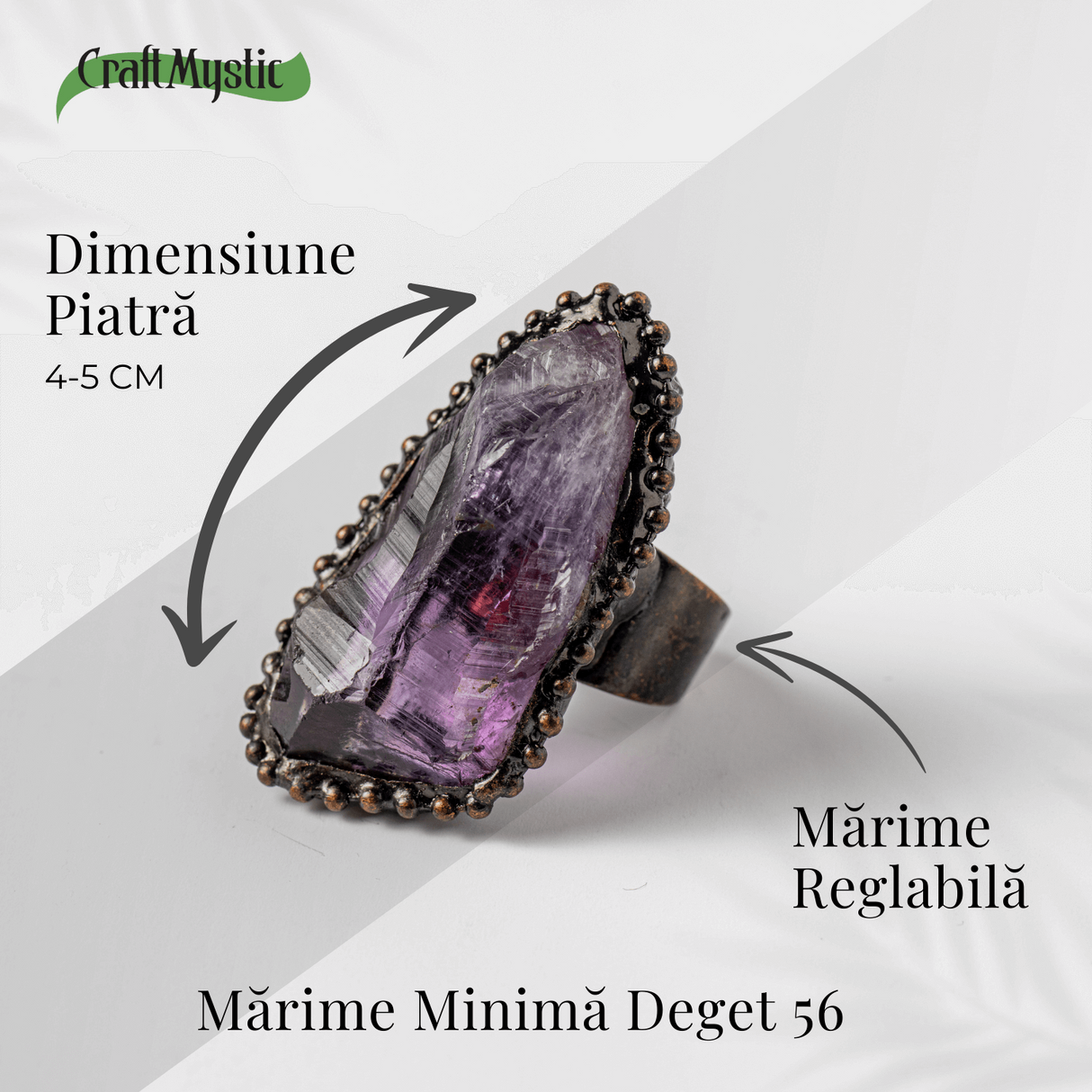 Inel Reglabil Vintage cu Ametist Natural – Claritate si Echilibru