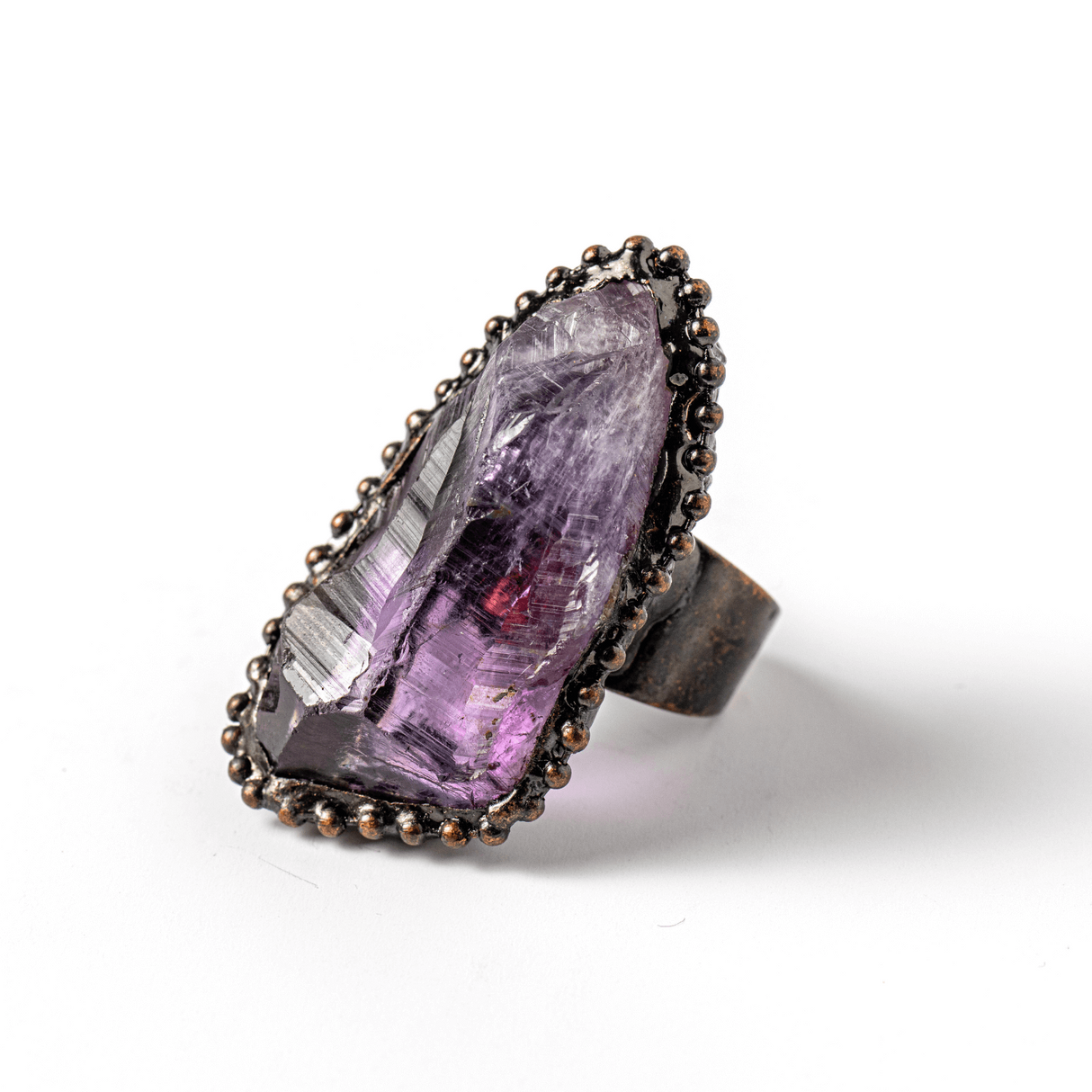 Inel Reglabil Vintage cu Ametist Natural – Claritate si Echilibru