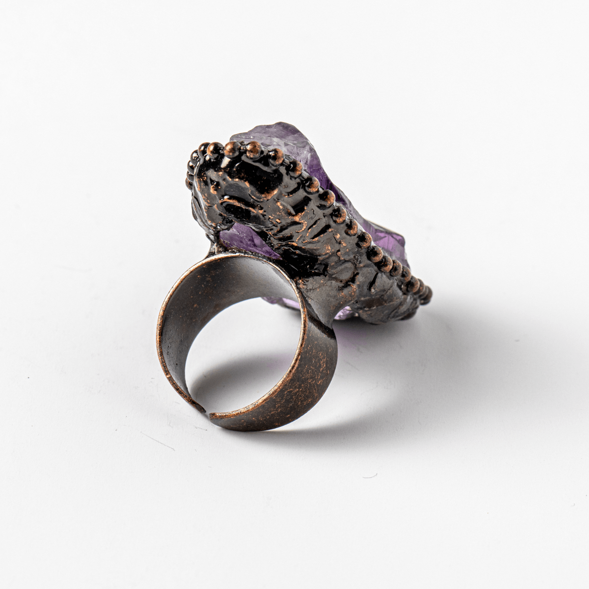 Inel Reglabil Vintage cu Ametist Natural – Claritate si Echilibru