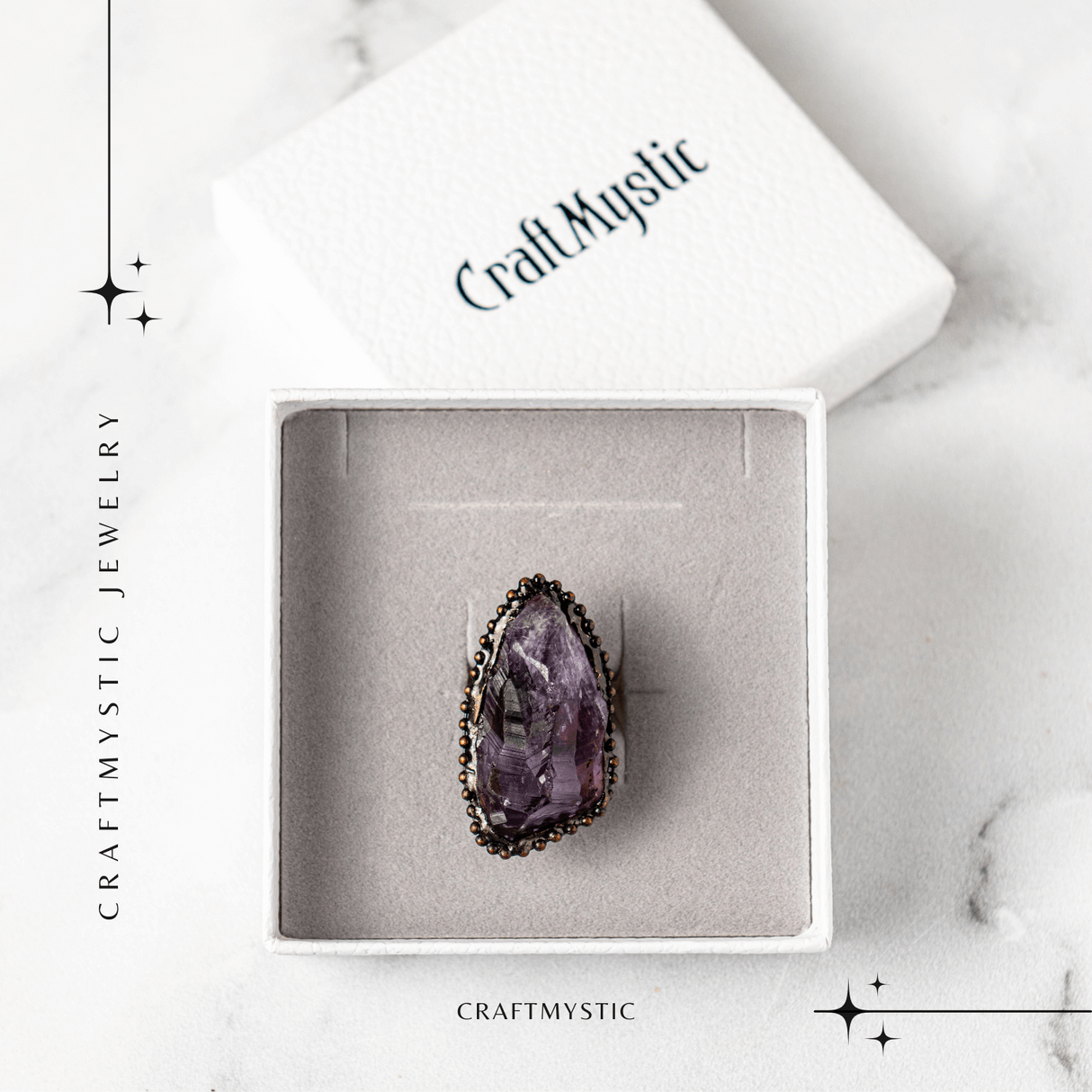 Inel Reglabil Vintage cu Ametist Natural – Claritate si Echilibru