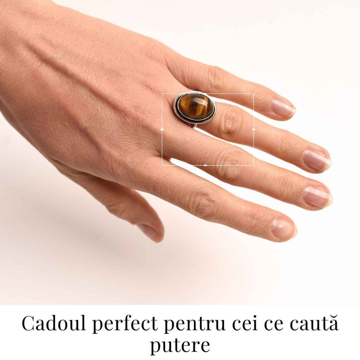 Inel ajustabil argintiu cu Ochi de Tigru – putere si protectie