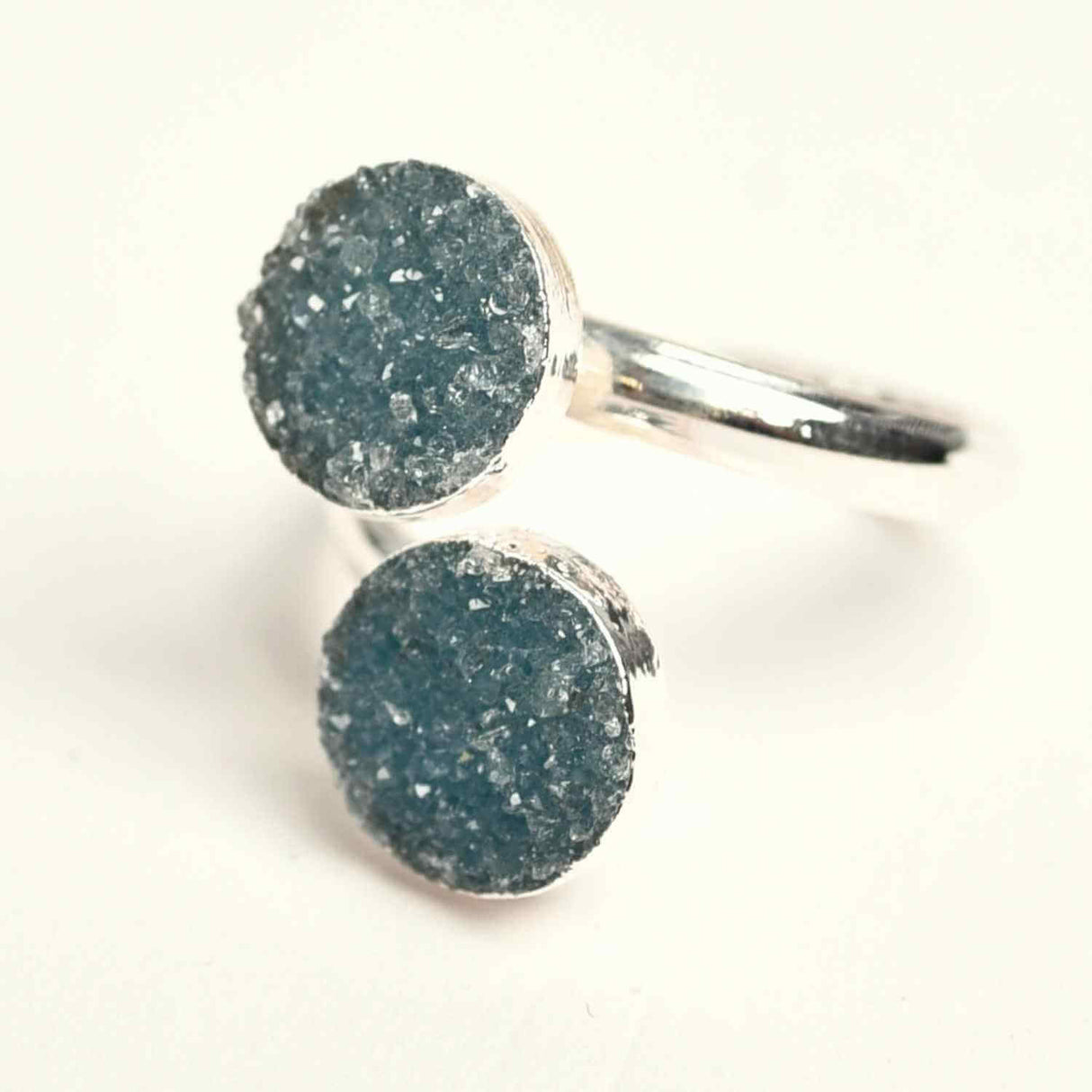 Inel Argintiu cu Dublu Agat Druzy – Energie si Eleganta Unica