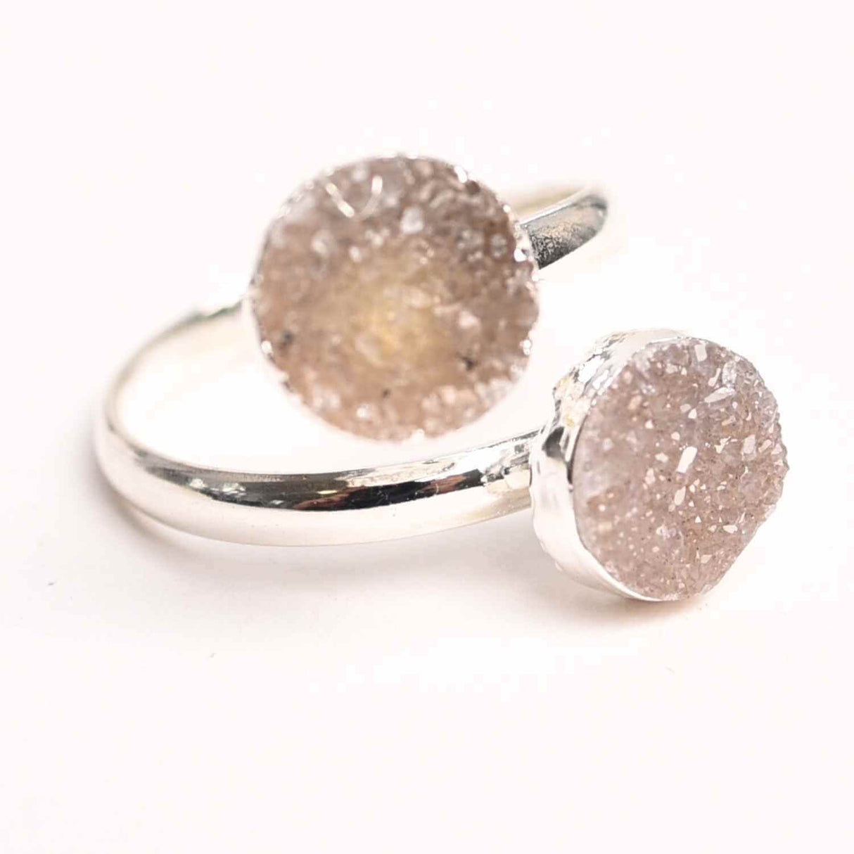 Inel Argintiu cu Dublu Agat Druzy – Energie si Eleganta Unica