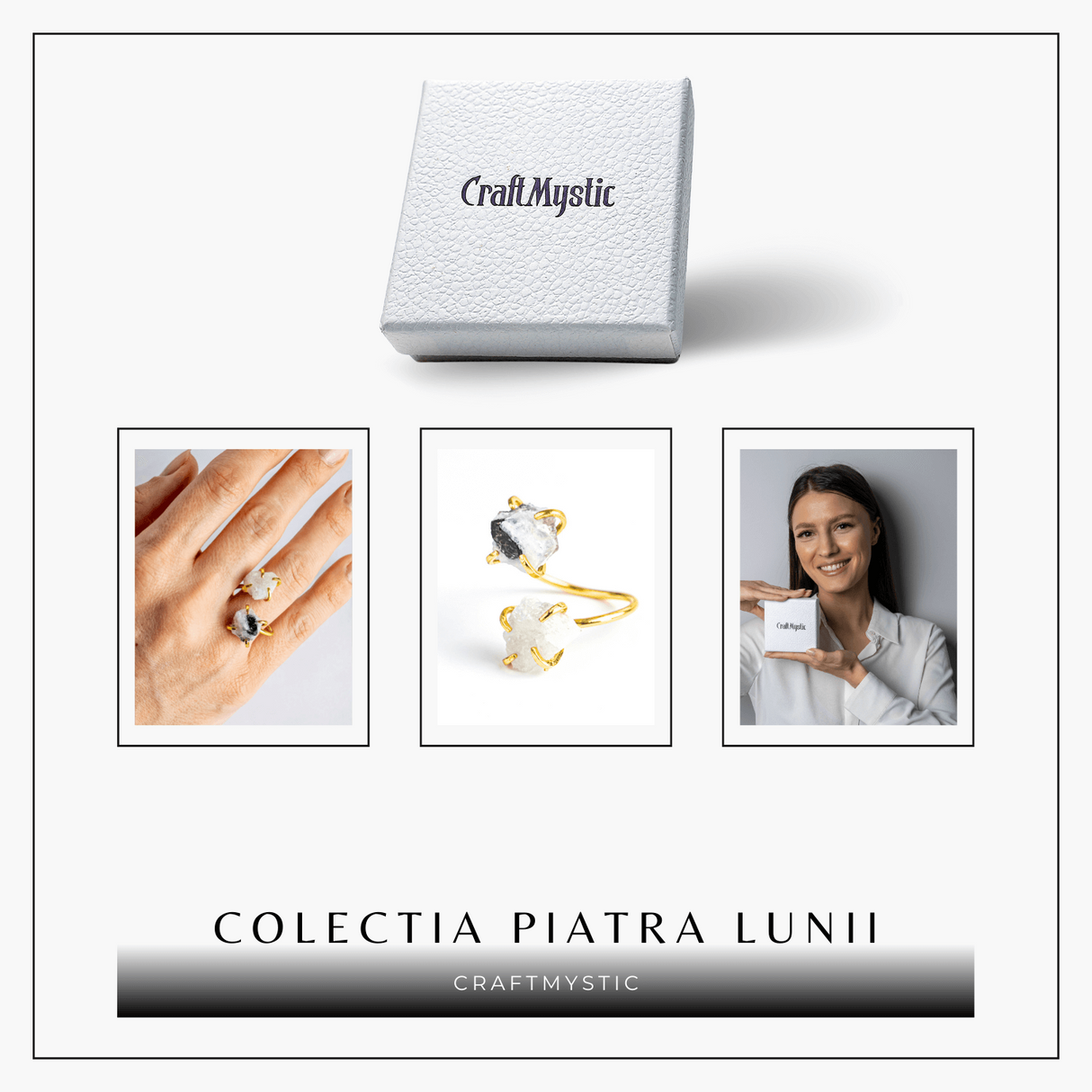 Inelul Intuitiei – Inel Auriu Reglabil cu Piatra Lunii